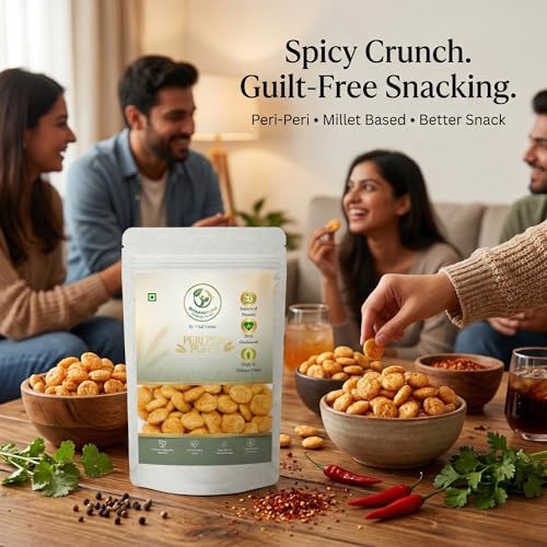 Image of Bhaani Pure (By Vital Venus) Peri Peri Millet Puffs, 80g | Roasted & 100% Veg | Gluten-Free Healthy Snack | No Palm Oil, No Maida