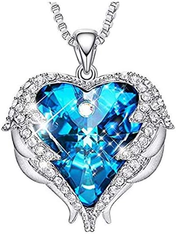 HZJ Ocean Heart Necklace Female Angel Wings Crystal Clavicle Chain Pendant with Crystal Crystal Heart From SWAROVSKI