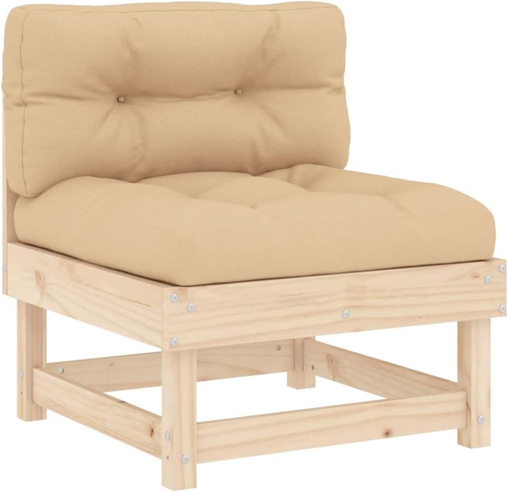 vidaXL Patio Furniture Set 4 Piece, Patio Conversation Set with Cushions, Outdoor Lounge Set Sunlounger for Balcony Deck Garden, Solid Wood