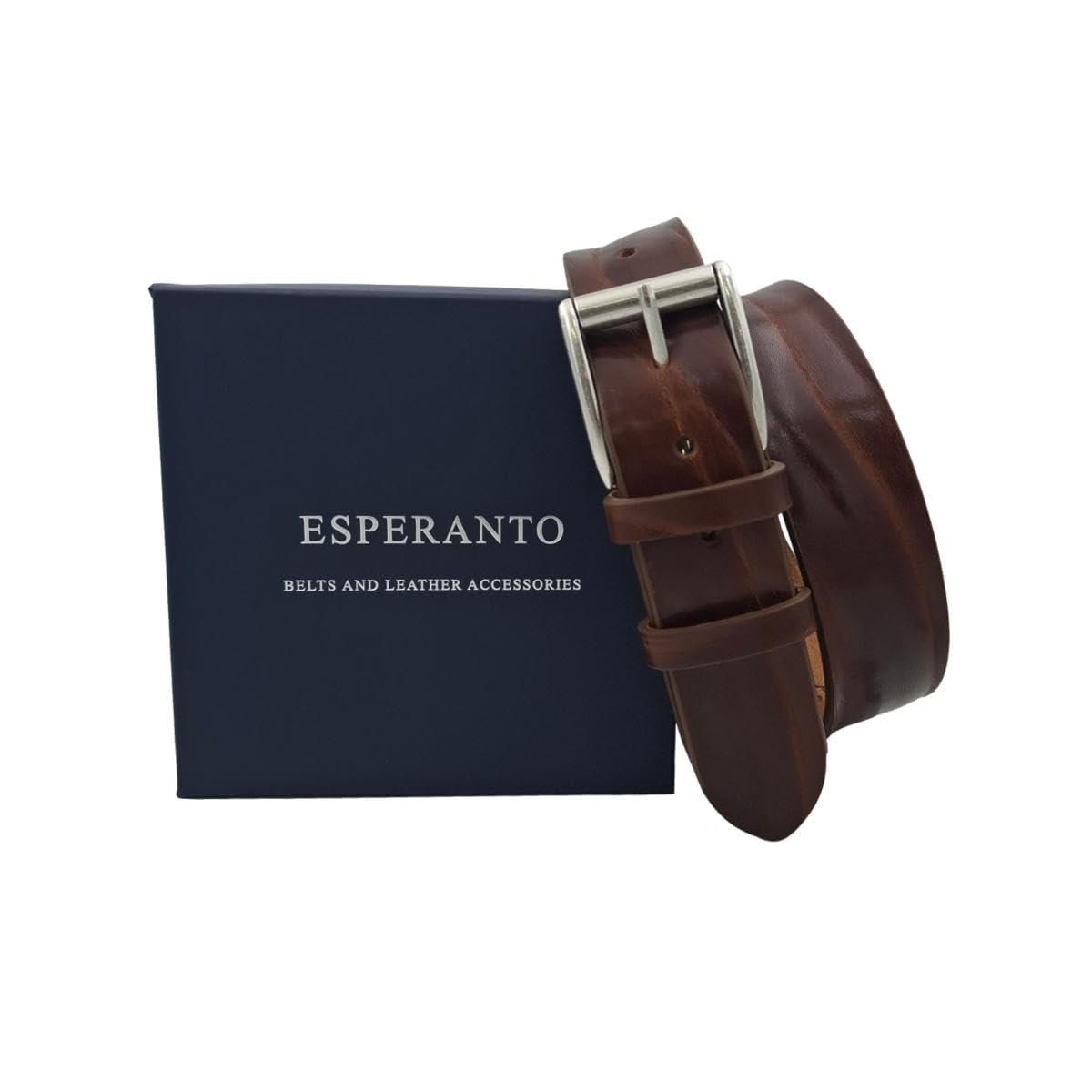 ESPERANTO Cintura Artigianale Made in Italy in Vero Cuoio di Toro Grinzato 4 cm con Fibbia Nichel Free