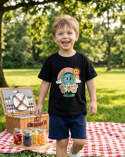 Boys Earth Shirt for Girls Kids Earth T-Shirts Toddler Tops Funny Graphic Tee Short Sleeve 2-8T