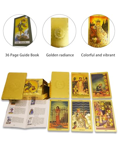 Baraja Tarot Dorada 78 Piezas Rider Waite Impermeable