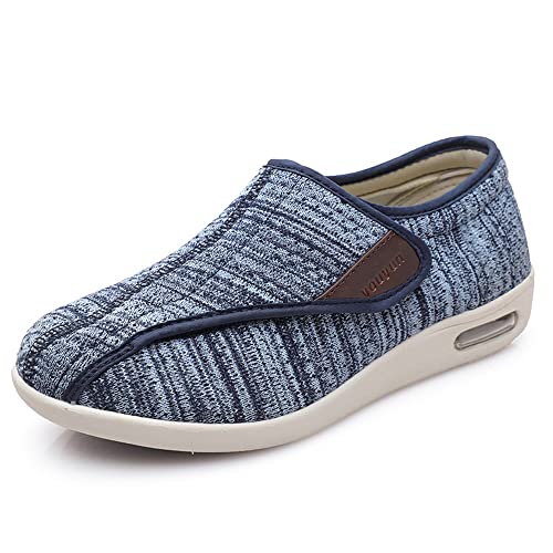 Aocase Chaussons Diabétiques Femmes Réglable Antidérapant et Respirant Orthopédique Pantoufle pour aîné Oedème Swollen Pantoufle,Blue Mixed Yarn,38EU Cover