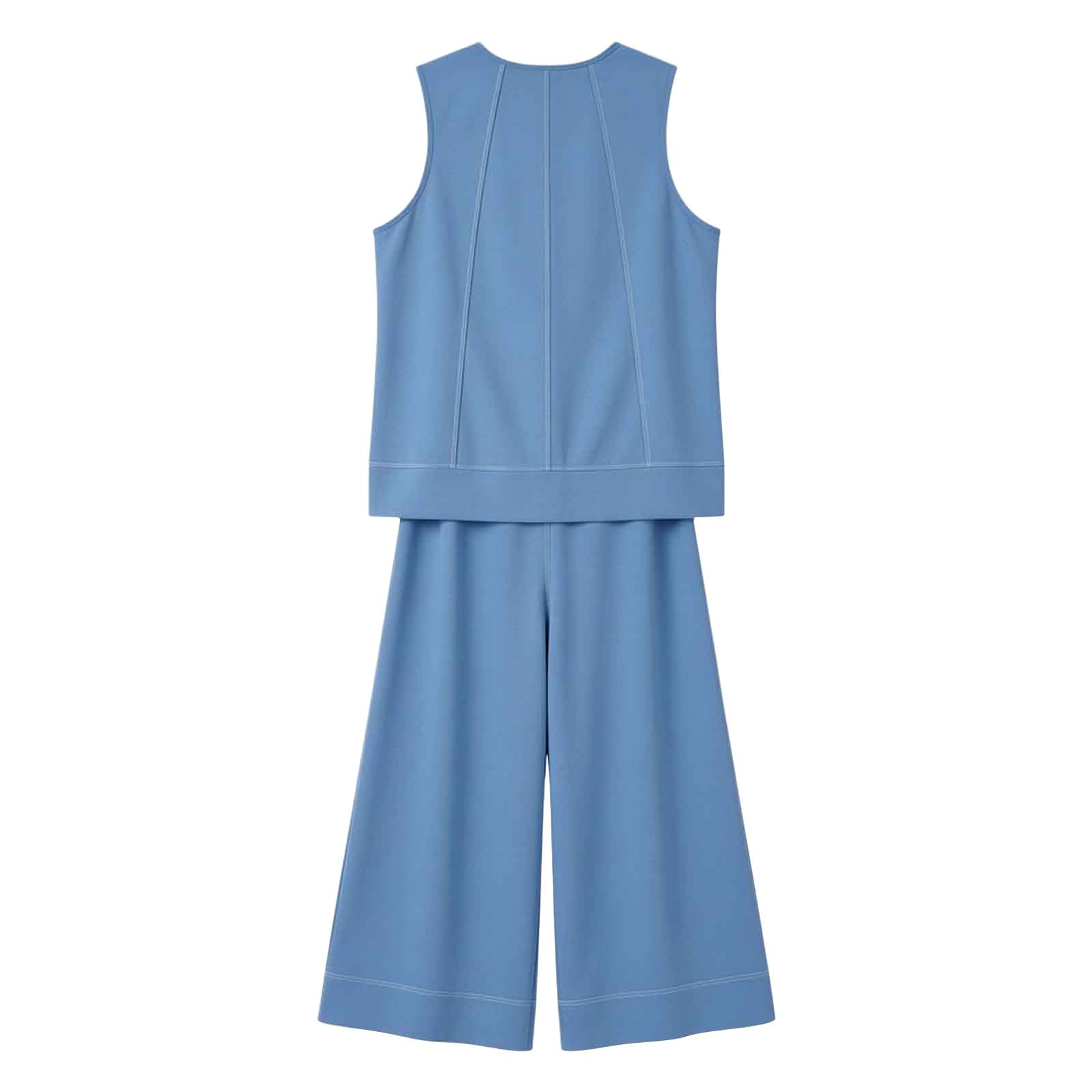 Traje de verano de dos piezas para mujer, sin mangas, monocolor, ropa de ocio, cómodo conjunto de camiseta y pantalones