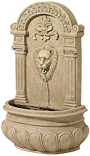 Lion Face Rustic Outdoor Wall Water Fountain Sandstone 31" For Yard Garden Patio Backyard Deck Home Lawn Porch House Exterior Balcony - John Timberland #TOP6