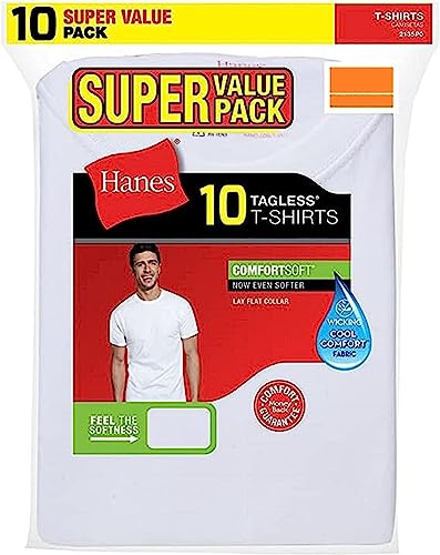 Hanes Mens Super Value 10-Pack ComfortSoft Crewneck, M, White3