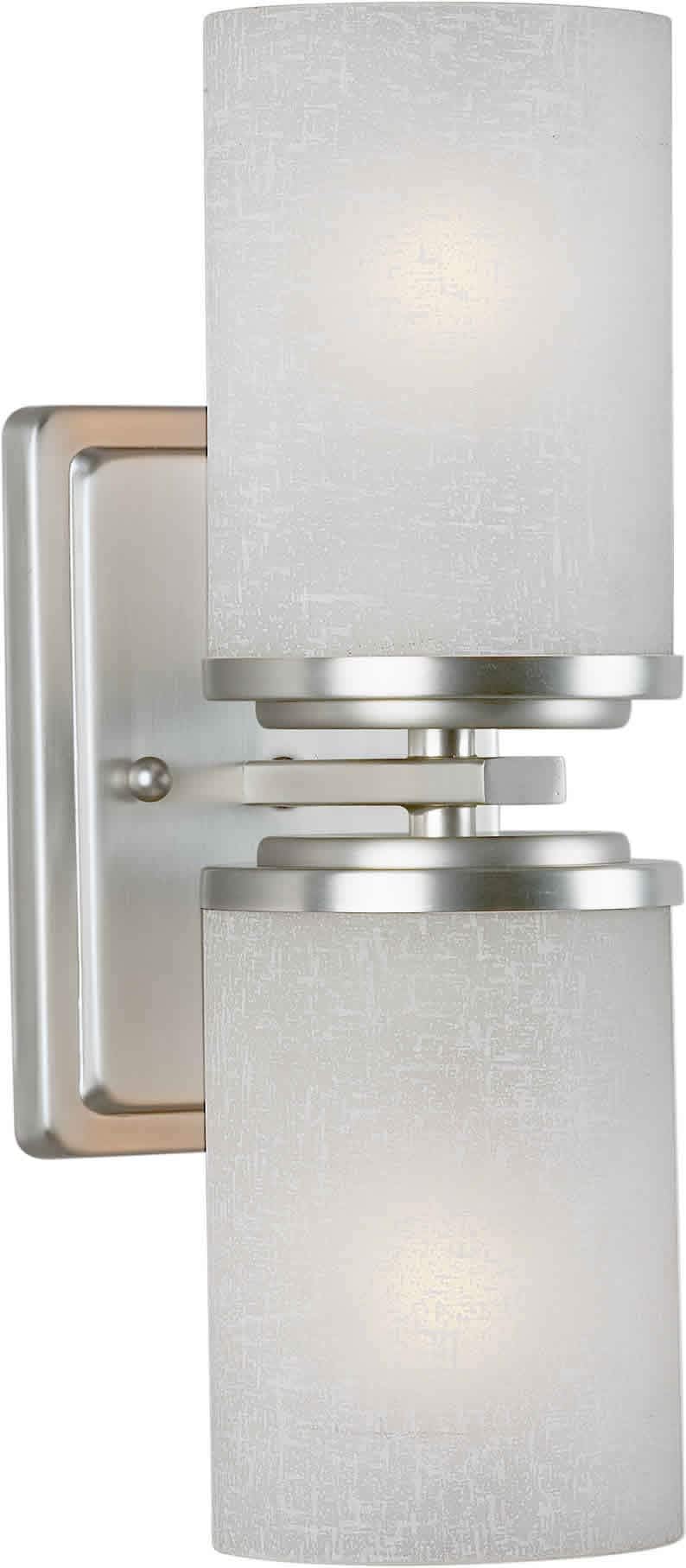 Forte Lighting 2424-02-55 Wall Sconce with White Linen Glass Shades, Brushed Nickel