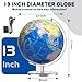 Dexyino 13 Inch Large World Globe for Adult, Educational Globe for Children, Colorful HD World Map Details for Kids Learning, Illuminated Globes Lamp for Kids Gift and Bedroom Office Decor
