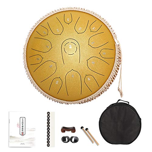 YYDS New Steel Tongue Drum 15 Notes14 Inch, Hand Drum Percussion Instrumen for Beginners and Music Lovers Exquisite Professional Instrument Kit - Thumbnail 2