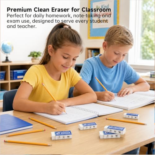 Image of Erasers, Shuttle Art 288 Pack Premium Erasers Bulk, White Eraser Classroom Set for Kids Teachers as School and Office Supplies