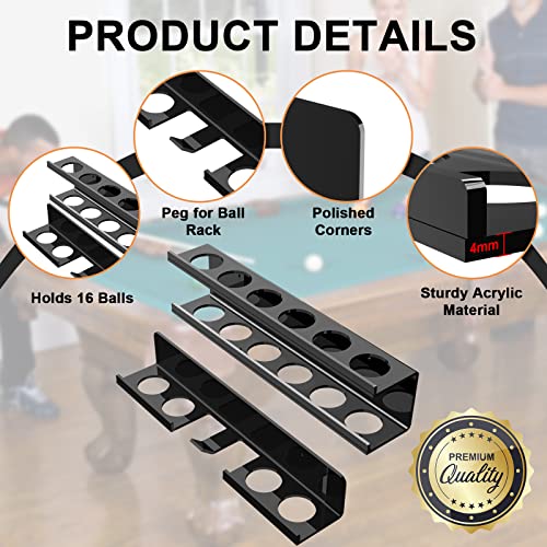 Cosmos Acrylic Billiard Ball Storage Shelf Holder - Pool Balls Display Rack Wall Mount Organizer for 16 Balls & Ball Rack in Billiard Game Room & Bar Pool Cue Accessory (Solid Black) - Image 3