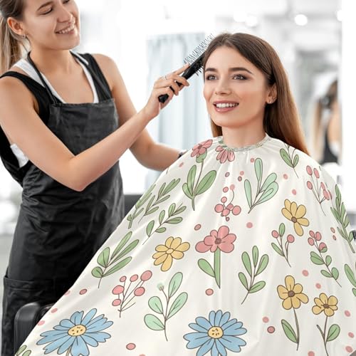 Capa para corte de cabello impermeable Wildflowers Blossoms, profesional para barbería y salón con cierre ajustable de broche para estilismo y peluquería miniatura 7