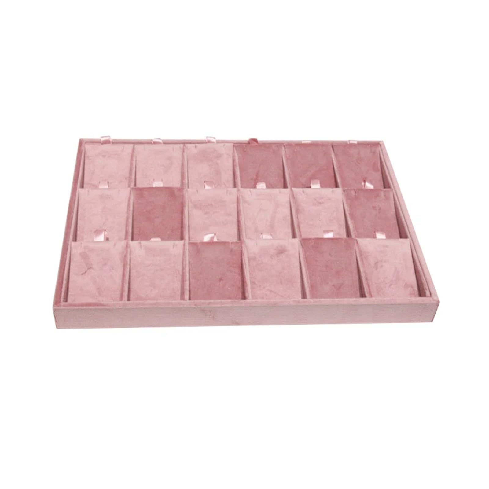 ZHSOAO Pink Velvet Ring Tray Jewelry Organizer Necklace Earrings Pendant Storage Rack Display Watch Holder 35 * 24Cm for Jewelry(18 girds pendant)