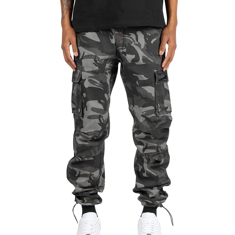 Men's Camo Cargo Tactical Pants Military Camouflage Athletic Sweatpants with Pockets Casual Baggy Joggers Pants