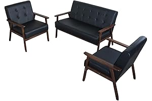 JIASTING Mid-Century Modern Wooden Sofa Set: Exuding Elegance and Style