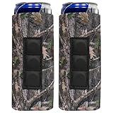 QualityPerfection Magnetic Slim Can Cooler Sleeve, Beer/Energy 3 Magnet vs 2 Magnets Standard Industry 12 oz Skinny size Neoprene 4mm Thickness (2 Units, Camo Forest)