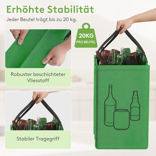 Lifewit Mülltrennsystem für Küche，Mülleimer 3 fächer für Papier, Glas und Plastik ，Recycling behälter, Altpapier sammelbehälter und Pfandflaschen sammelbehälter, 3 X 45L, Einfache Entleerung