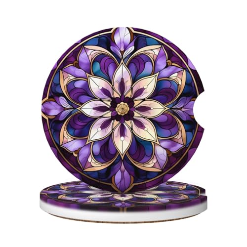 2pcs Portavasos para Auto Mandala Bohemio Morado miniatura 1