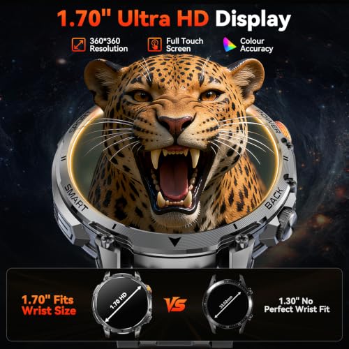 Military Smart Watches for Men, 100-day Battery, 1.7" Smartwatch 2 Bands - image 5