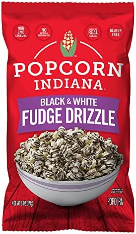 Popcorn Indiana Black & White Chocolate Drizzle - Family Pack (12 Count - 6.0 Oz Each)