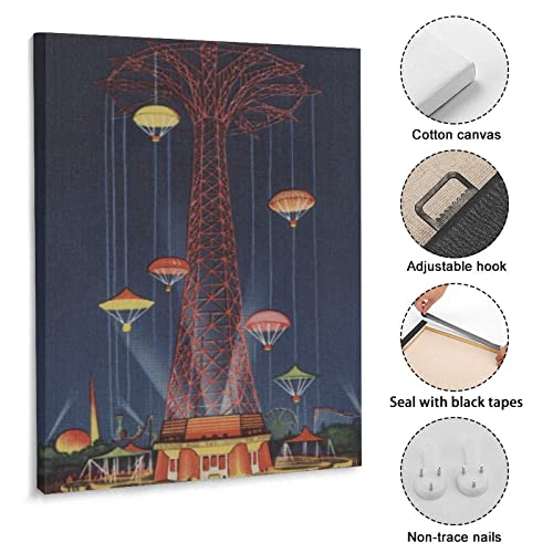 1939 New York City World's Fair Skydiving Vintage Posters Wall Art Canvas Wall Art Prints For Wall Decor Room Decor Bedroom Decor Gifts 24X32Inch(60X80Cm) Frame-Style #TOP2