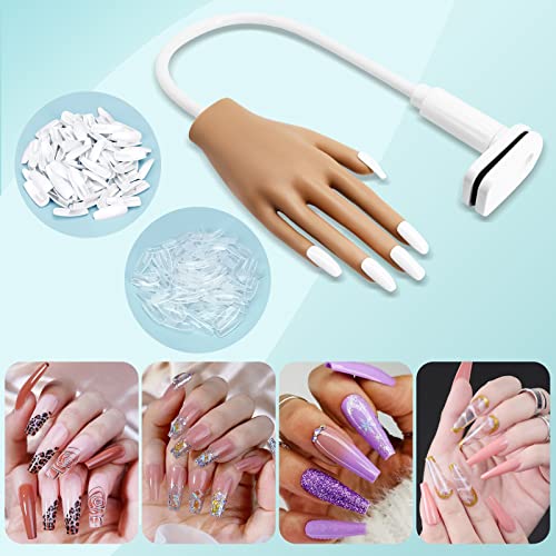 Practice Hand For Acyrlic Nails, Nail Tips Never Fall Off Nail Practice Hands, Fingers Never Break Fake Hand For Nail Practice, Fexible Nail Hand Practice Mannequin Hand With 200 Pcs Nail Tips #TOP7