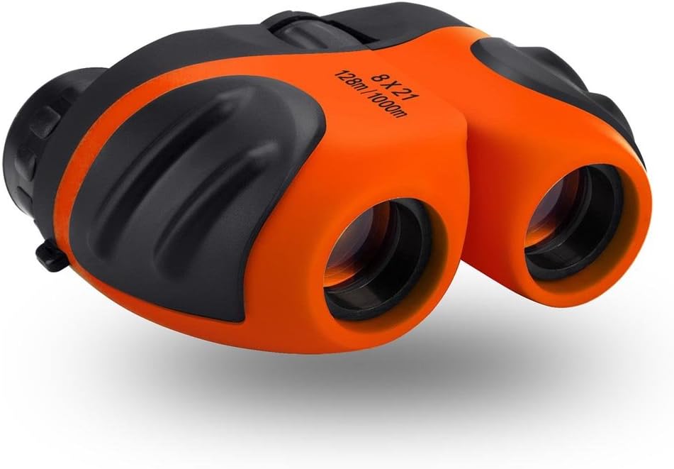Kids Binoculars for Children, Compact Mini 8 x 21 Shock Proof Binoculars for Bird Watching&Wildlife - Best Gift for Boys and Girls (Orange)
