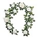 Ling's moment Handcrafted 5ft Full Ivory Rose Flower Runner Garland for Wedding Table Centerpiece Arch Canopy Decoration