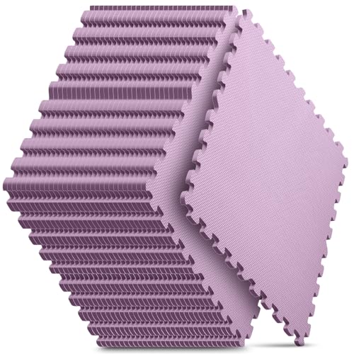 Image of 32 Pack Home Gym Mat, Puzzle Exercise Mat, EVA Interlocking Foam Floor Tiles for Home Workout Equipment and Kids' Play Areas - Blue, 24 in x 24 in x in - (Pink, 32 Pack(128 SQ FT))