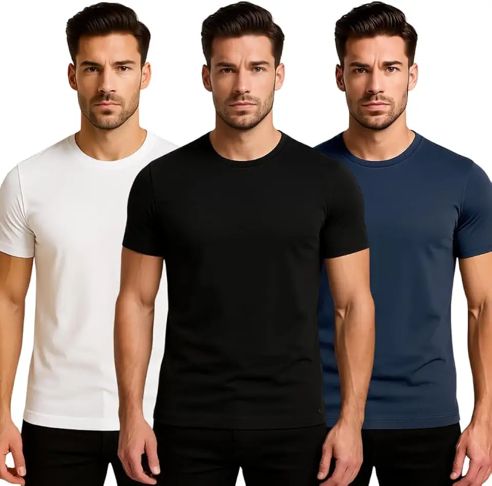 Kit com 3 Camisas Masculinas Básicas com Ajuste Slim Fit de Algodão Egípcio Ideal para Todas Ocasiões