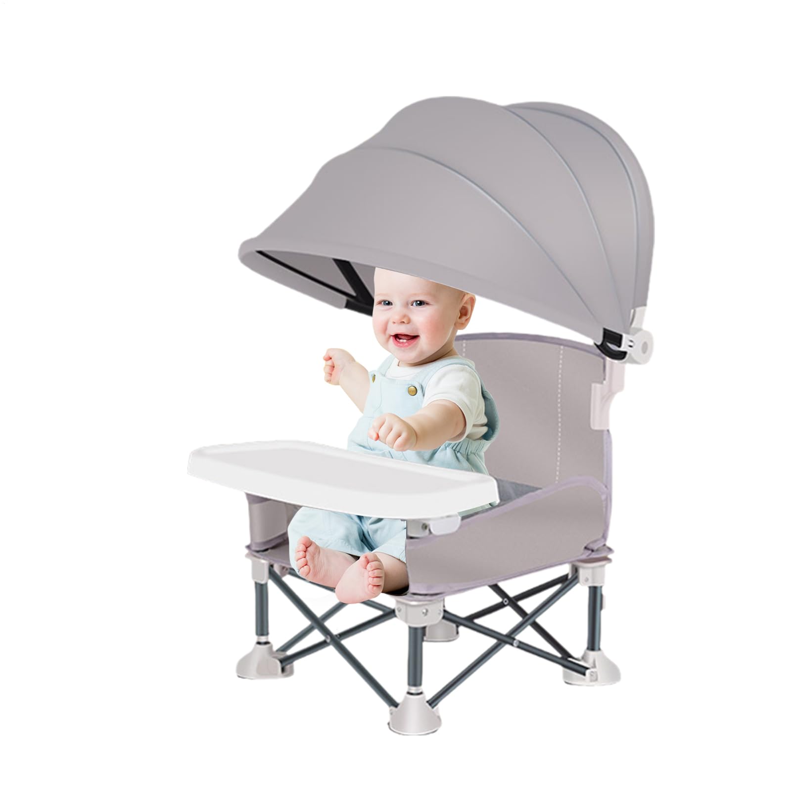 Seggiolino Da Pranzo Pieghevole Portatile Per Bambini,Seggiolino Esterno Per Bambini Con Vassoio Rimovibile - Seggiolino Pieghevole Con Protezione Solare Per Casa All'aperto Picnic Praia Giardino