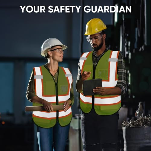 Image of TICONN Reflective Safety Vest High Visibility Class II Mesh Vest for Women & Men Meets ANSI Standards