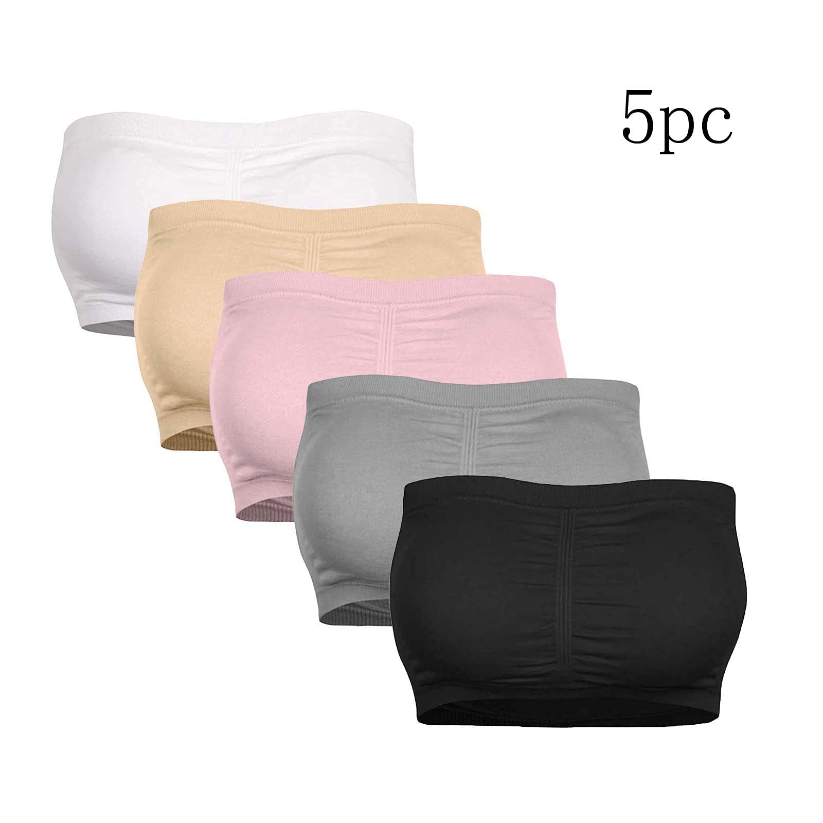 ES Sale Padded Women's Packs Bandeau 5 Crop Bralette Top Seamless Bra Strapless Bras for Women Non Wired Tshirt Bandeau Bra for Women ES