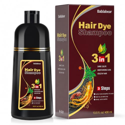 Bablabear Dark Brown Hair Color Shampoo for Gray Hair, Hair Dye Shampoo for Men & Women(13.5Fl Oz)