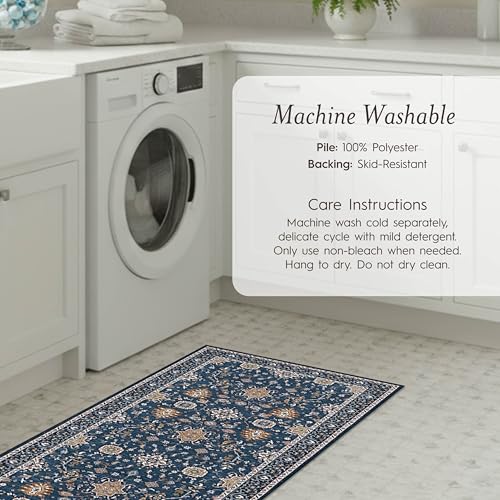Laura Ashley Blue Aure Floral Machine Washable & Slip Resistant 8' x 10' Area Rug by Laura Ashley - Used condition - Image 3