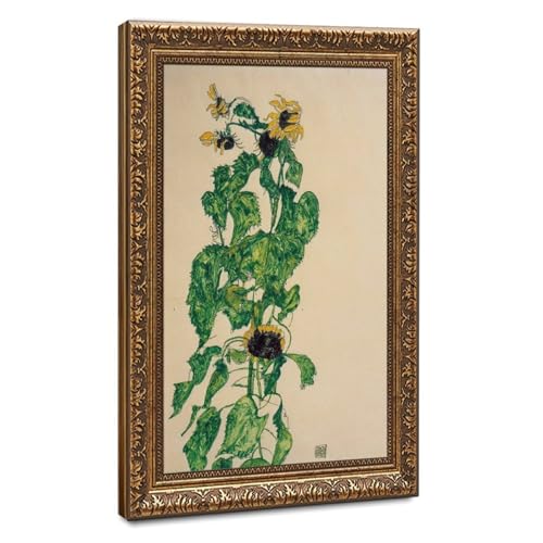 Toile de tournesols Egon Schiele cadre suspendu déco murale sans reflets