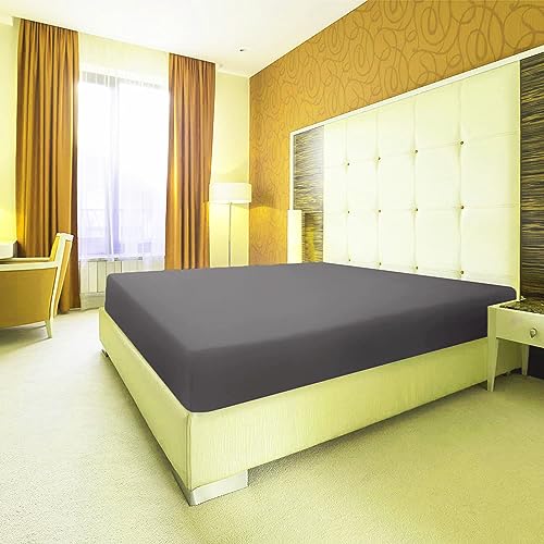 Ev Dekor Fitted Sheet Super King, Charcoal, Deep Pocket Bedsheet 10inch (25 cm), Soft Brushed Microfiber Fabric - Image 4