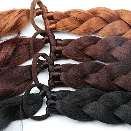 Sharopul Long Braids Up Ponytail Extension Diy Hair Styles Can Be Reused Wrap On The Top With Hair Tie Woman Braiding Ponytail (34Inch, 4#) #TOP7