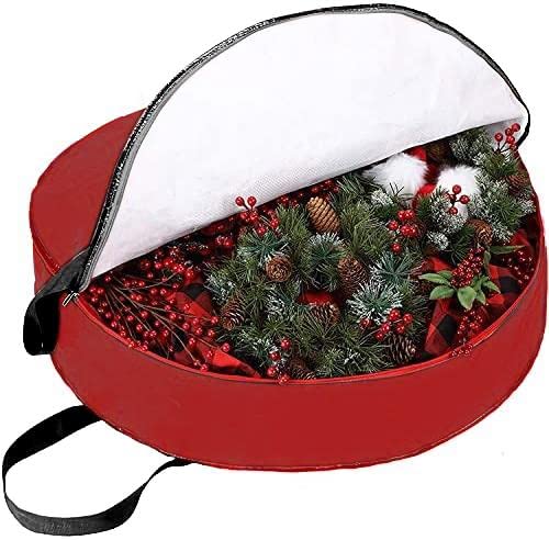 Ram® Red Christmas Wreath Bag Storage Bag 30 Inches Holiday Wreath Bag Storage Container Bag