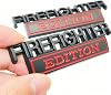 Paquete de 2 Emblema Edición Bombero, Insignia de Metal 3D para Guardabarros de Camioneta, Auto, Moto F150 F250 F350 4.13" L x 1.2" A (Negro/Rojo) 4