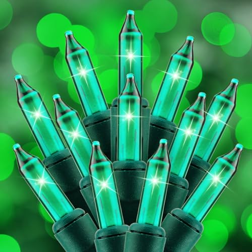 St. Patrick Mini String Lights, 50 Count 10 Feet Incandescent Bulb St Patrick Day Lights, Waterproof Green Lights for Indoor Xmas Tree Garland Birthday Wedding Party Festival Decoration, Green Wire