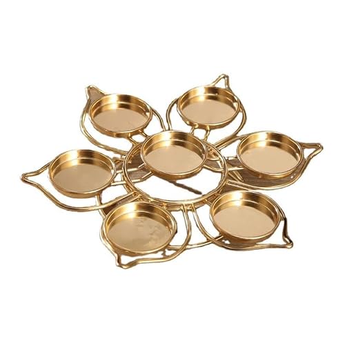 Candlestick Holder Tea Light Candle Holder with 7 Cups Gold Temple Decor for Birthday Wedding Table Centerpiece Decoration