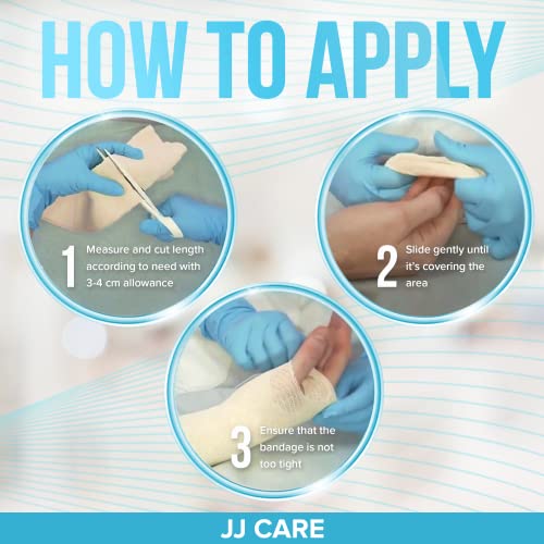 Jj Care Tubular Bandage, 3” X 12 Yards Stockinette Tubing For Legs And Knees, Size D Reusable Elastic Bandage Sleeve, Tubular Compression Bandage Roll For Ankles And Elbows, Rubber Latex W/Cotton #TOP6