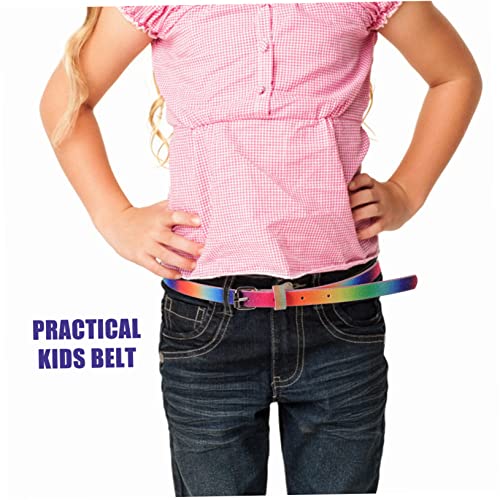 4pcs Boy Girl Faux Leather Belts for Rainbow Glitter Colors Heart Shape Design for Girls Jeans and Outfits 6