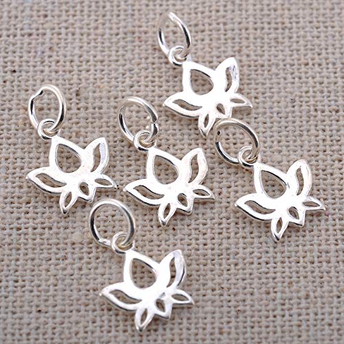 Valyria 5Pcs 925 Sterling Silver Lotu Charm Pendant Jewelry Making Findings 11Mmx10.5Mm #TOP2