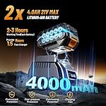 Cordless Impact Wrench 1/2 Inch, Brushless Impact Gun 1200N.m (900ft-lbs) High Torque, 3300RPM w/ 2x 4.0Ah Battery, 6 Sockets/8 Drills/6 Screwdrivers, Power Electric Impact Wrench for Home Car - Image 3