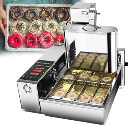 GESAIDES Digitale Donut-Friteuse, Automatische Donut-Maschine, Kommerzieller Mini-Donut-Maker, Donut-Maschinen-Maker, Einstellbare Donut-Dicke, Edelstahl