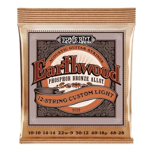 Ernie Ball Earthwood Custom Light - Cuerdas para guitarra acústica de 12 cuerdas, bronce fosforado, calibre 10-48