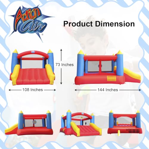 Image of ACTION AIR [Updated Version] Bounce House, Inflatable Bouncer with Air Blower, Jumping Castle with Slide, Family Backyard Bouncy Castle, Durable Sewn with Extra Thick Material, Idea for Kids (C-9745)