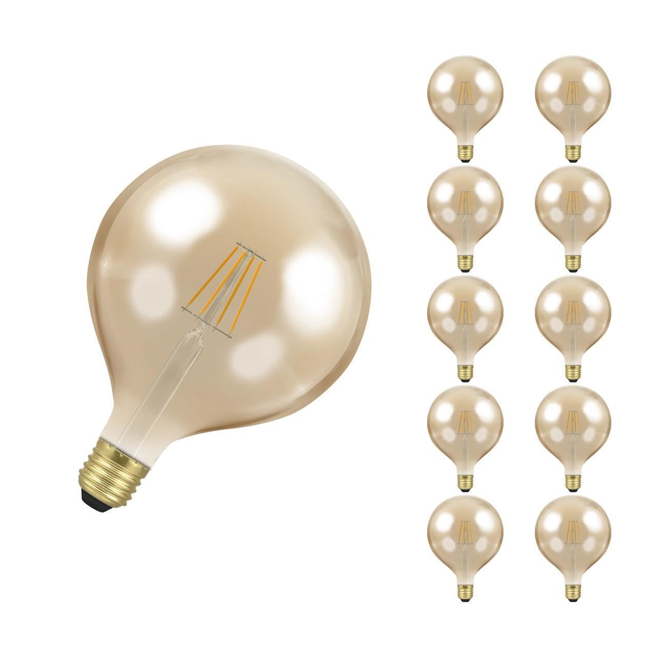 Crompton Lamps Filament Globe LED Light Bulb ES-E27 | 7W = 60W Equivalent | Extra Warm White 2200K | Energy Efficient | Edison Screw Lightbulb | Antique Bronze Glass | Dimmable | 10-Pack